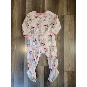 Carter's Baby Girls Puppy Dog Pink Fleece Footie Pajamas Size 12 Months